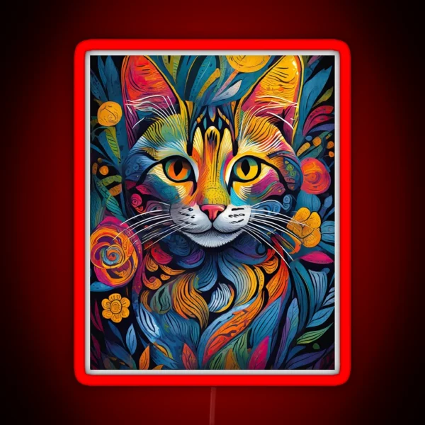 Vibrant And Colourful Cat Art Design RGB Neon Sign
