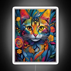 Vibrant And Colourful Cat Art Design RGB Neon Sign