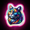 Vibrant colorful portrait of a cat in modern neon RGB artwork