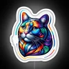 Eye-catching RGB neon cat portrait wall decor with vibrant colors