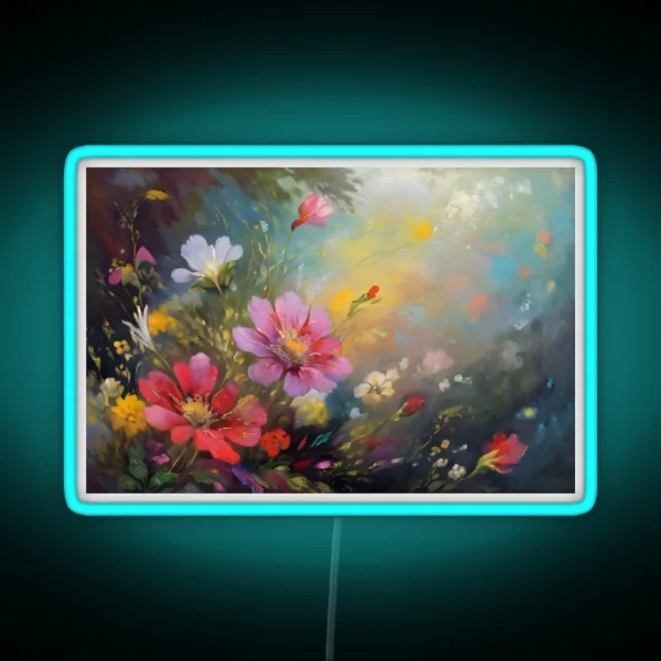 Vibrant Floral Design RGB Neon Sign