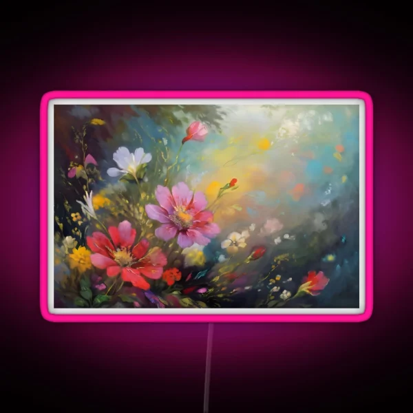 Vibrant Floral Design RGB Neon Sign