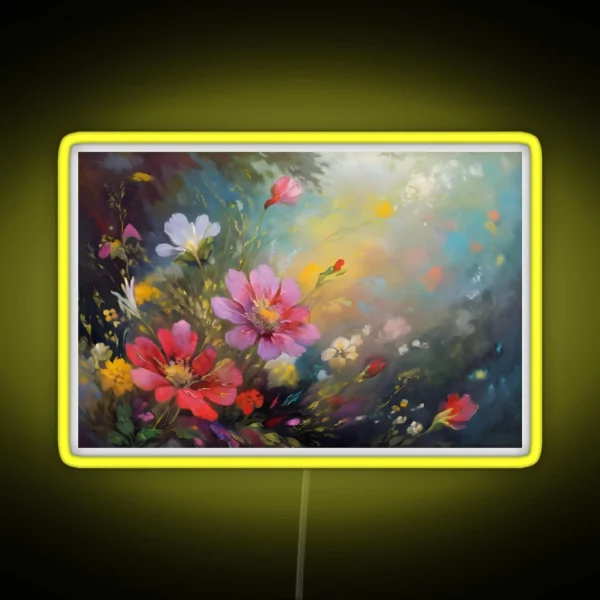 Vibrant Floral Design RGB Neon Sign