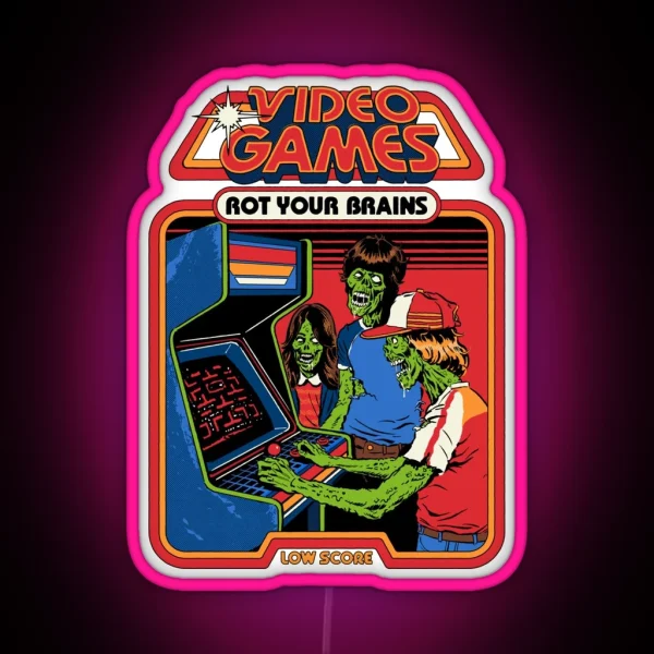 Video Games Rot Your Brains RGB Neon Sign