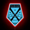 Eye-catching neon logo sign inspired by XCOM's tactical gaming spirit.