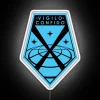 XCOM Logo in vibrant, high-contrast RGB neon signage light box.