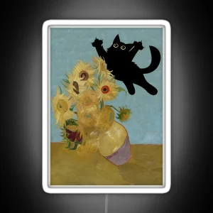 Vincent Van Gogh Flowers Cat RGB Neon Sign