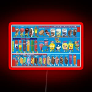 Vintage 2000s Ice Cream Truck Menu RGB Neon Sign