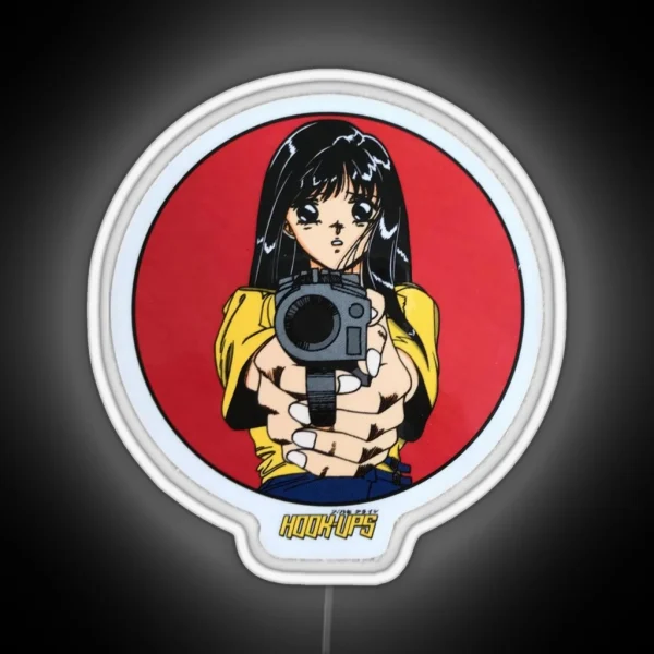 Vintage Anime Girl Hook Ups Skate Brand Gun RGB Neon Sign