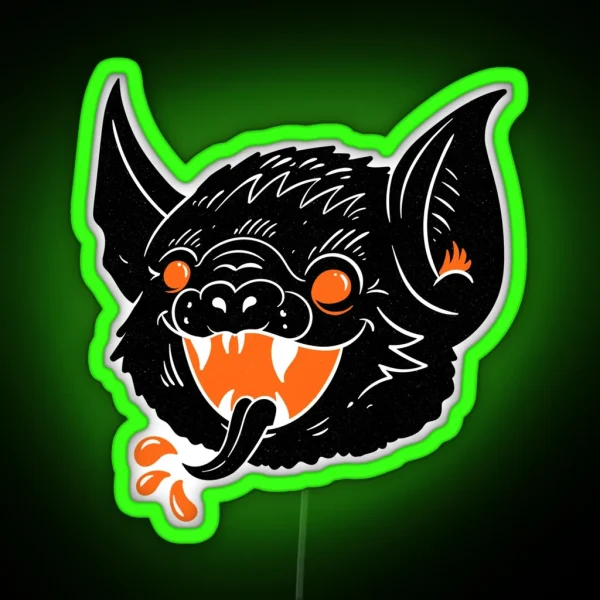 Vintage Bat Halloween RGB Neon Sign
