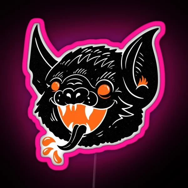 Vintage Bat Halloween RGB Neon Sign