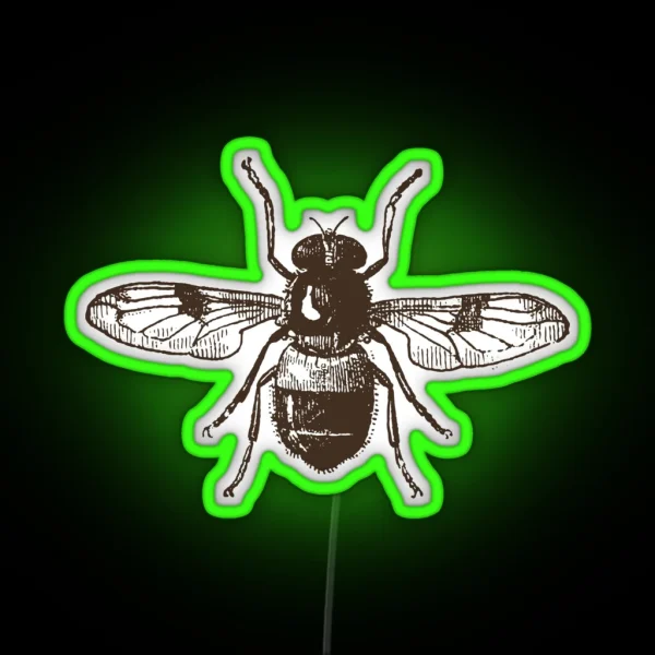 Vintage Bee Dark Academia Brown And Cream RGB Neon Sign