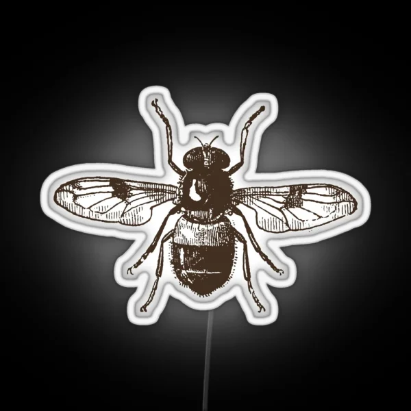 Vintage Bee Dark Academia Brown And Cream RGB Neon Sign