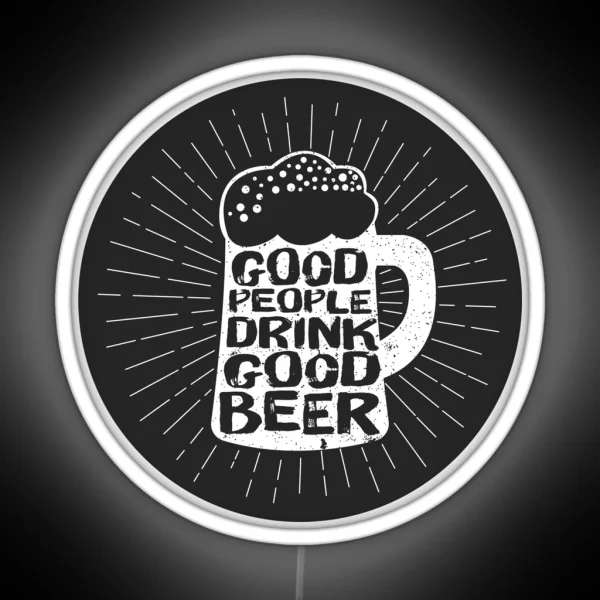 Vintage Beer Glass Good People Drink Good Beer Text RGB Neon Sign