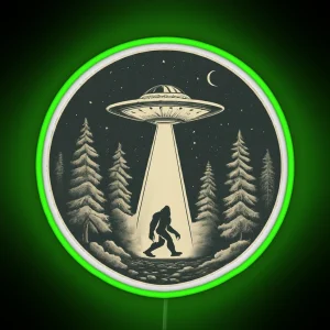 Vintage Bigfoot UFO Abduction RGB Neon Sign