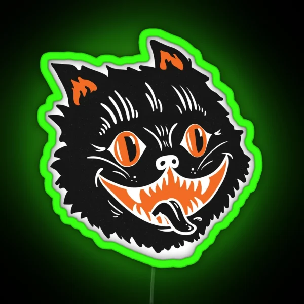 Vintage Black Halloween Cat RGB Neon Sign