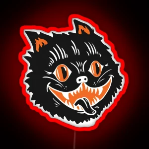 Vintage Black Halloween Cat RGB Neon Sign