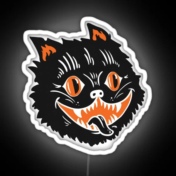 Vintage Black Halloween Cat RGB Neon Sign