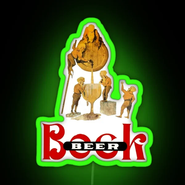 Vintage Bock Beer Brewey Gnomes RGB Neon Sign