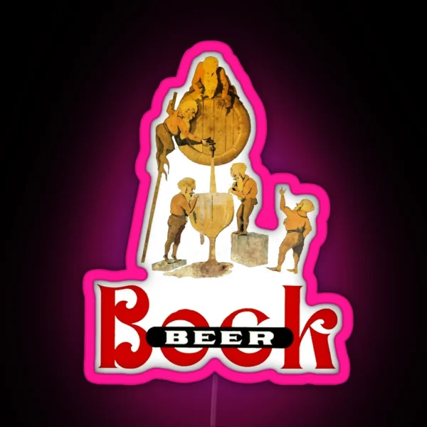 Vintage Bock Beer Brewey Gnomes RGB Neon Sign