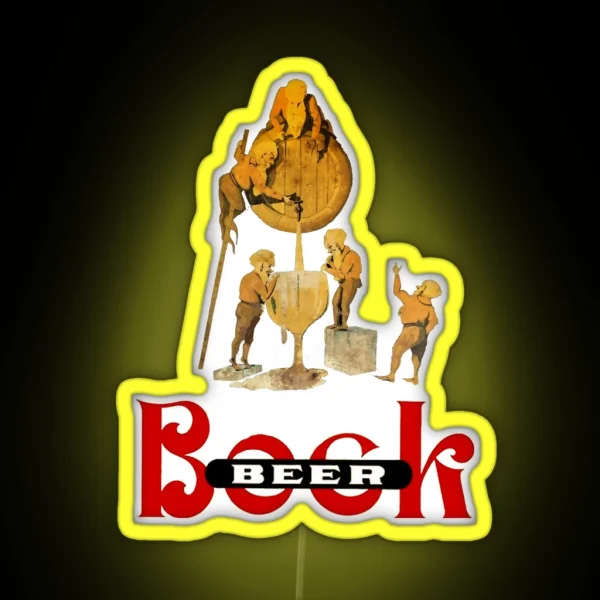 Vintage Bock Beer Brewey Gnomes RGB Neon Sign