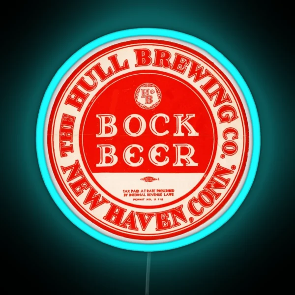 Vintage Bock Beer The Hull Brewing Company New Haven RGB Neon Sign