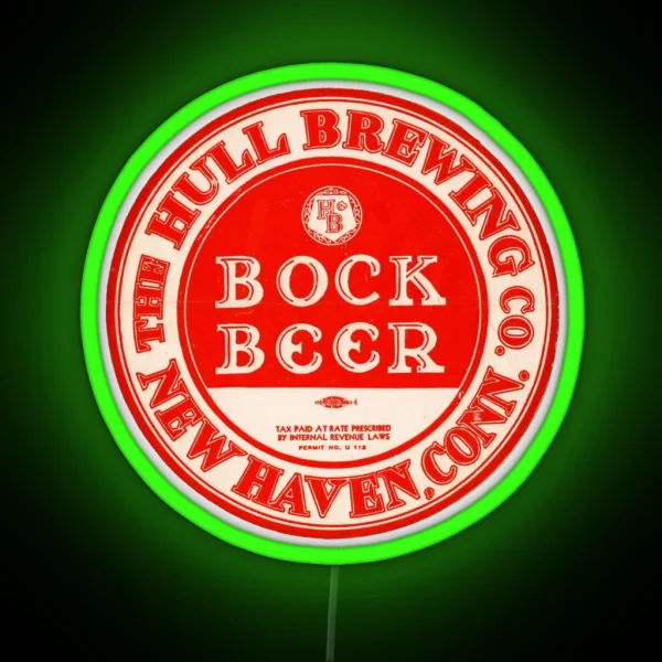Vintage Bock Beer The Hull Brewing Company New Haven RGB Neon Sign