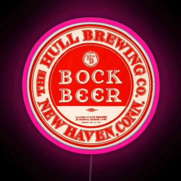 Vintage Bock Beer The Hull Brewing Company New Haven RGB Neon Sign