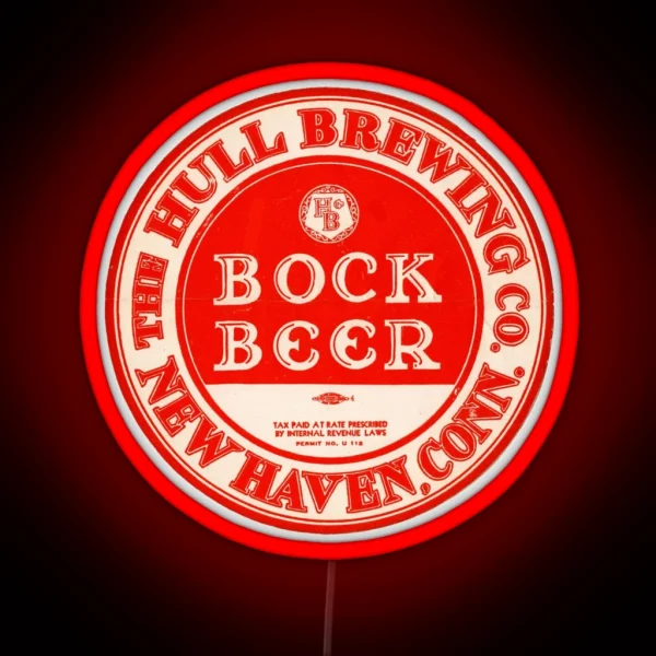Vintage Bock Beer The Hull Brewing Company New Haven RGB Neon Sign