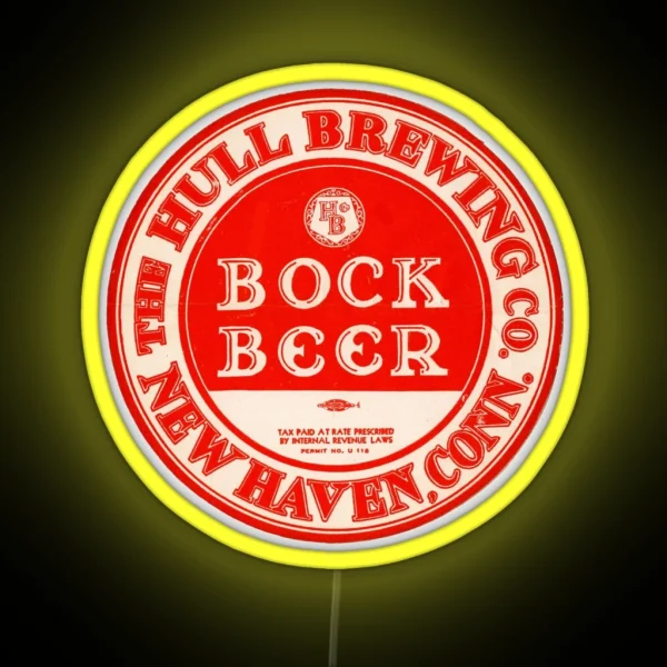Vintage Bock Beer The Hull Brewing Company New Haven RGB Neon Sign