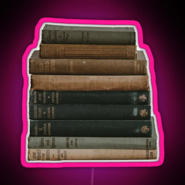 Vintage Book Stack RGB Neon Sign