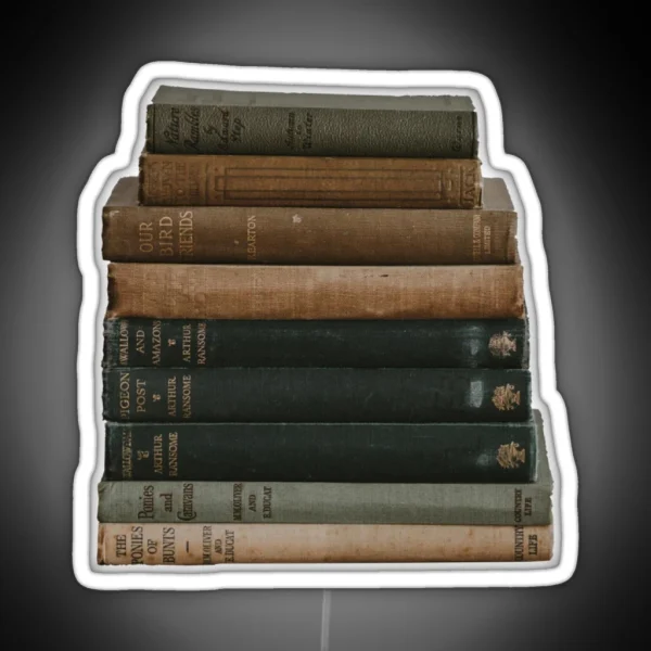 Vintage Book Stack RGB Neon Sign