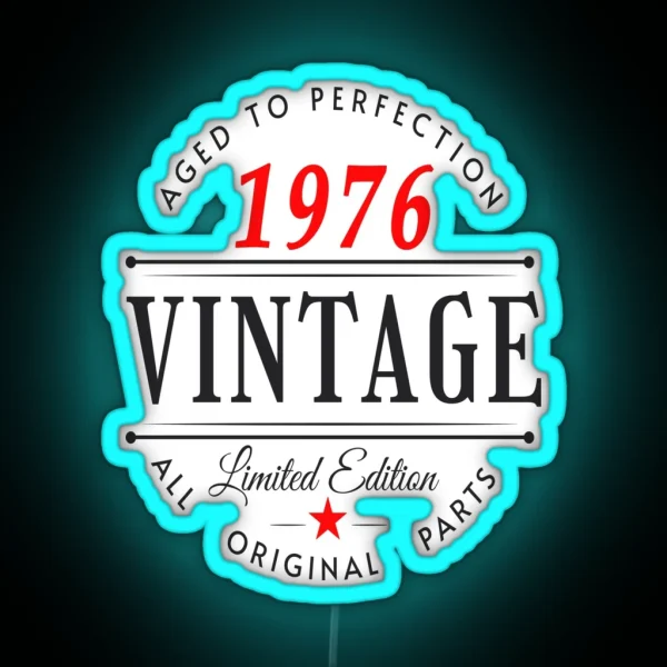 Vintage Born In 1976 RGB Neon Sign