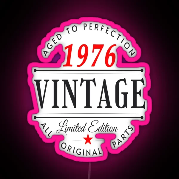 Vintage Born In 1976 RGB Neon Sign