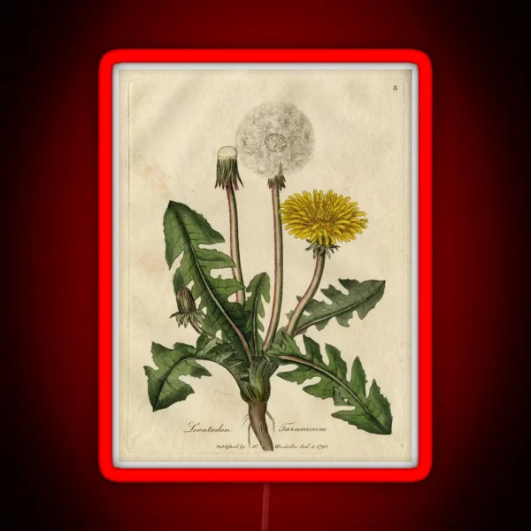 Vintage Botanical Dandelion RGB Neon Sign