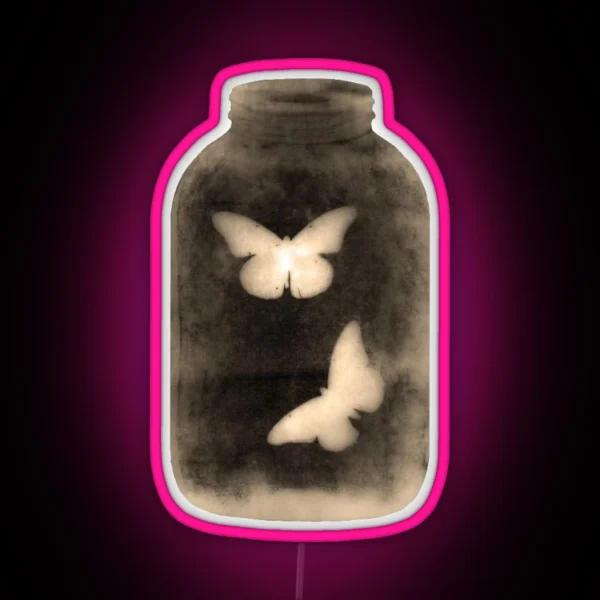 Vintage Butterflies In A Jar RGB Neon Sign