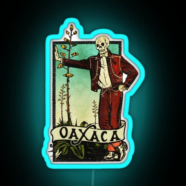 Vintage Calavera Oaxaca Mexico RGB Neon Sign
