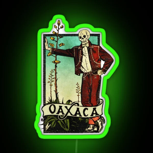 Vintage Calavera Oaxaca Mexico RGB Neon Sign