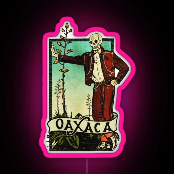 Vintage Calavera Oaxaca Mexico RGB Neon Sign
