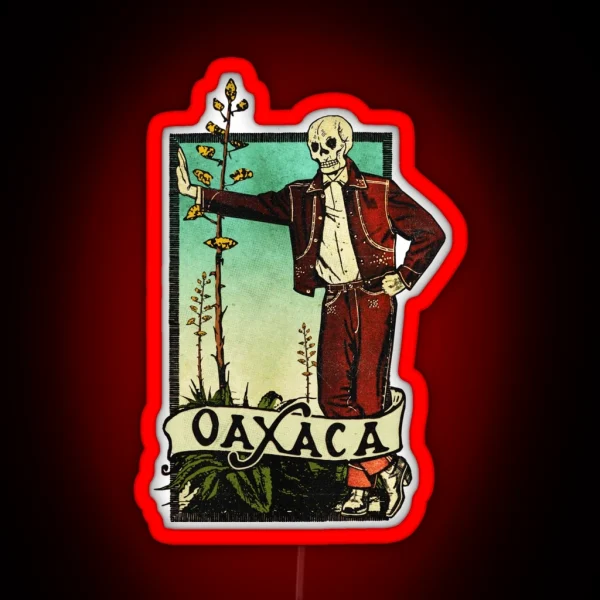 Vintage Calavera Oaxaca Mexico RGB Neon Sign