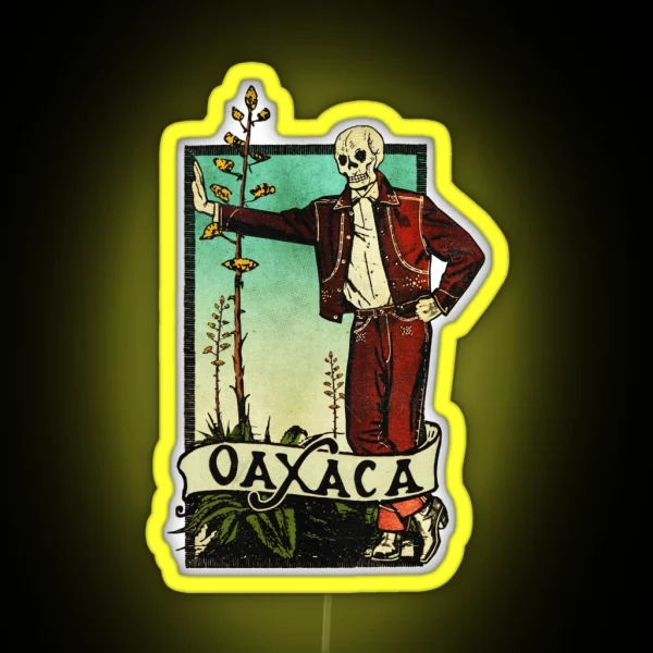 Vintage Calavera Oaxaca Mexico RGB Neon Sign
