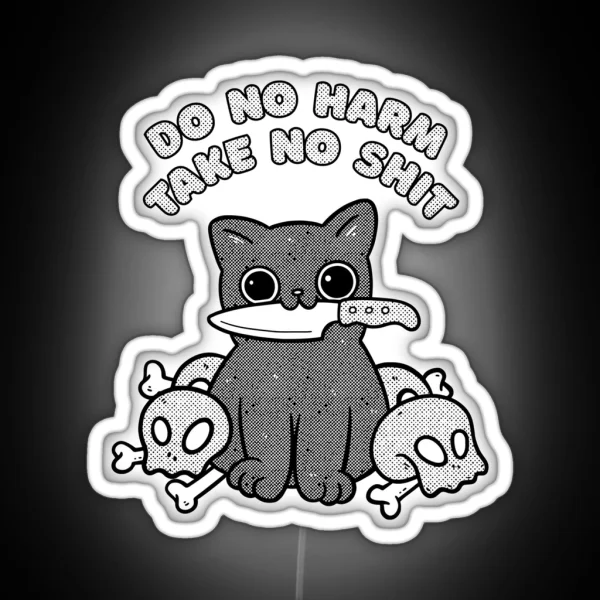 Vintage Cat Knife Do No Harm Take No Shit RGB Neon Sign