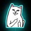 Vintage cat gives you the middle finger in colorful neon.