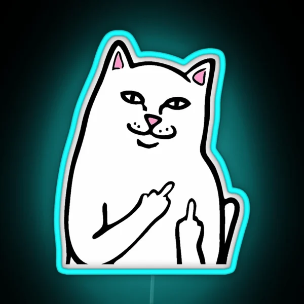 Vintage Cat Midle Finger Call Me RGB Neon Sign