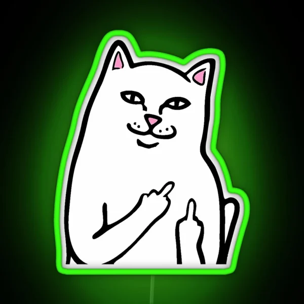 Vintage Cat Midle Finger Call Me RGB Neon Sign