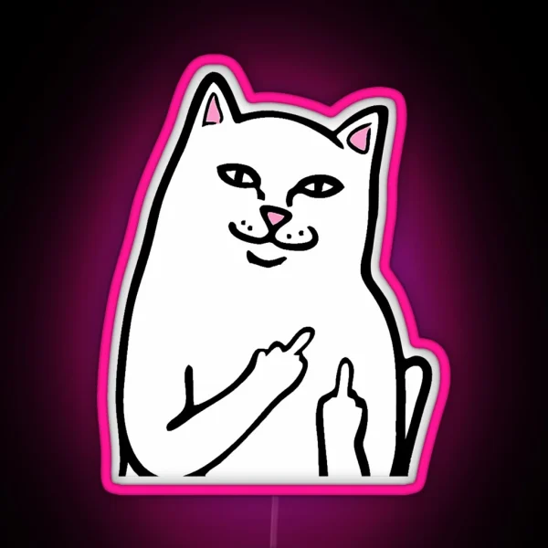 Vintage Cat Midle Finger Call Me RGB Neon Sign