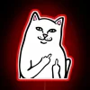 Vintage neon cat gives you the middle finger with sass