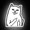 Whimsical vintage cat beckons you with colorful glowing digit fingers.