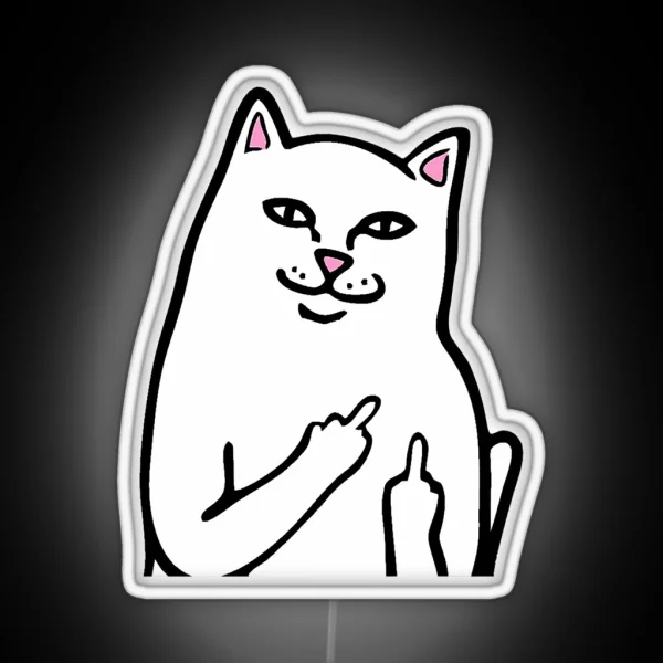 Vintage Cat Midle Finger Call Me RGB Neon Sign