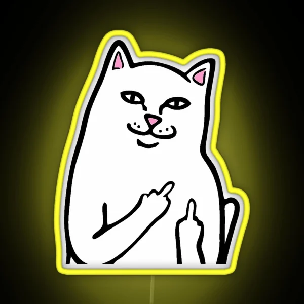 Vintage Cat Midle Finger Call Me RGB Neon Sign
